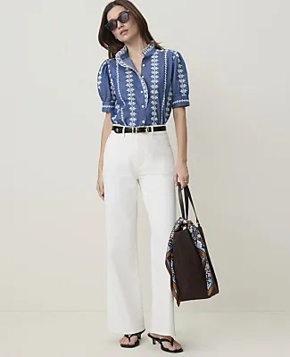 Ann Taylor Weekend Embroidered Ruffle Collar Blouse sold by Ann Taylor product image thumbnail 3