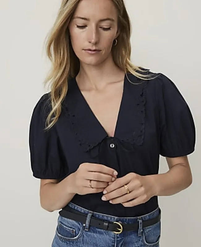 Ann Taylor Weekend Embroidered Collar Blouse made by Ann Taylor
