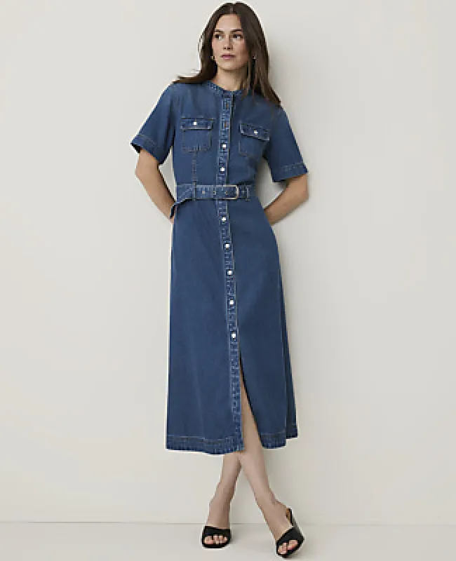 Ann Taylor Petite Weekend Belted Denim Shirtdress made by Ann Taylor