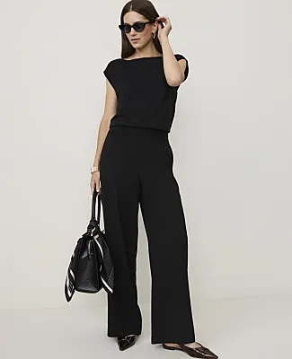 Ann Taylor The Petite Side Zip Wide-Leg Pant in Fluid Crepe sold by Ann Taylor
