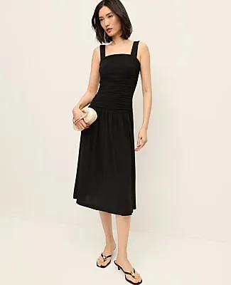 Ann Taylor Petite Ruched Midi Dress sold by Ann Taylor