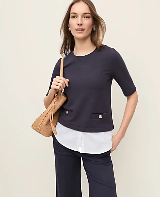 Ann Taylor Petite Layered Mixed Media Top made by Ann Taylor