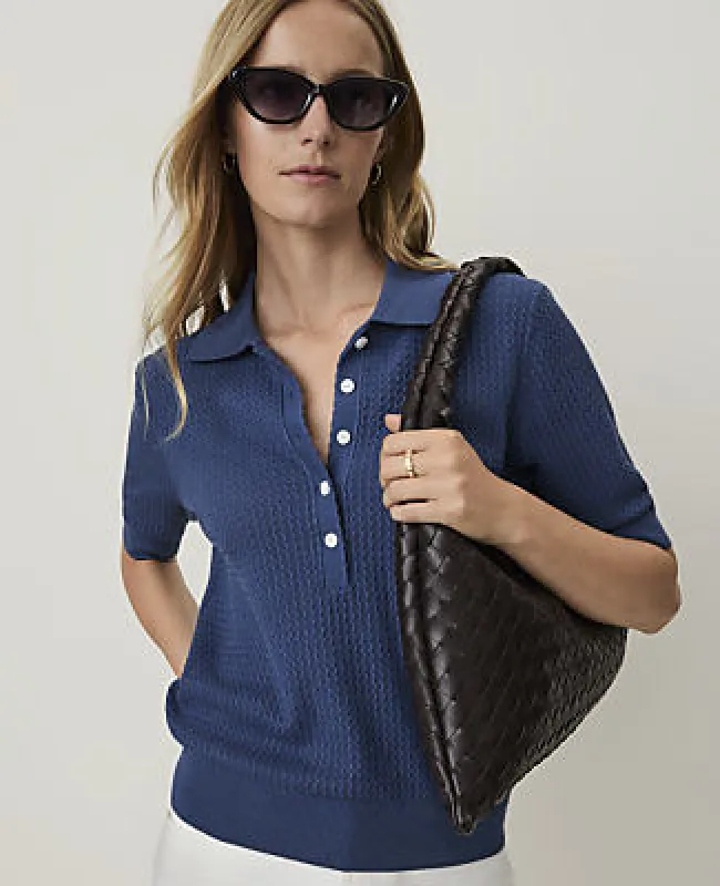 Ann Taylor Weekend Textured Henley Sweater made by Ann Taylor