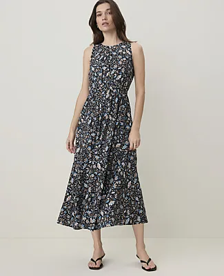 Ann Taylor Weekend Floral Gathered Midi Dress sold by Ann Taylor