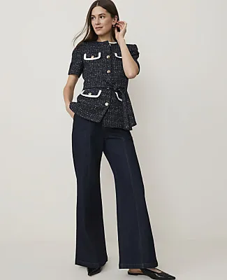 Ann Taylor The Petite Belted Short Sleeve Jacket in Tweed sold by Ann Taylor product image thumbnail 3