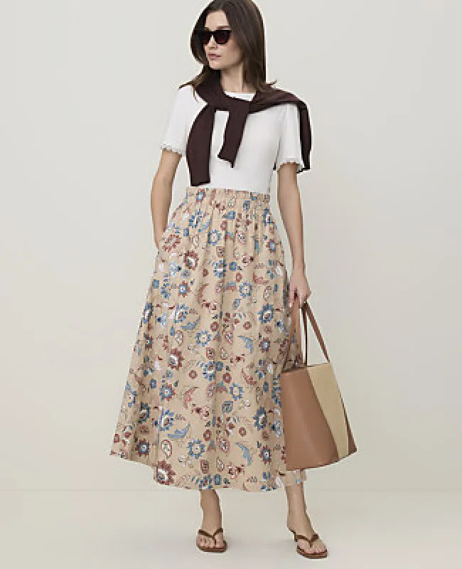 Ann Taylor Petite Weekend Floral Paperbag Midi Skirt made by Ann Taylor
