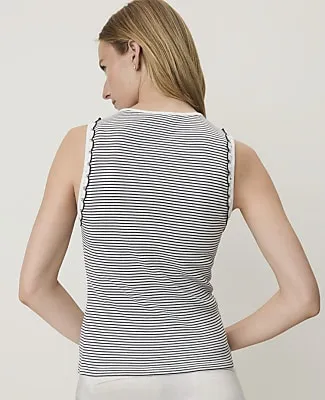 Ann Taylor Weekend Striped Crochet Trimmed Tank Top sold by Ann Taylor product image thumbnail 2
