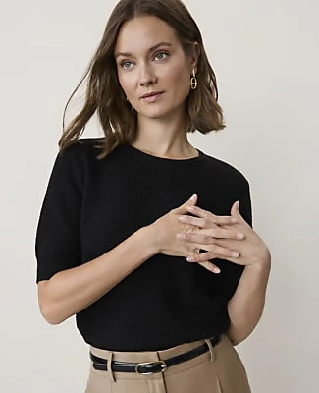 Ann Taylor Pointelle Stitch Wedge Tee made by Ann Taylor
