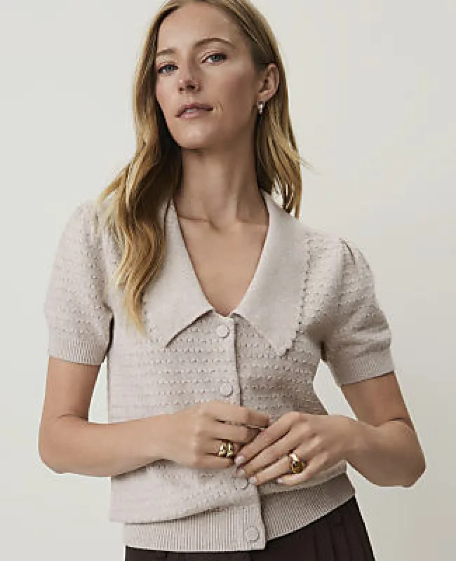 Ann Taylor Short Sleeve Sailor Collar Cardigan made by Ann Taylor