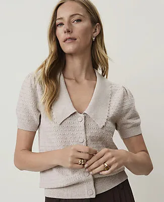 Ann Taylor Short Sleeve Sailor Collar Cardigan sold by Ann Taylor