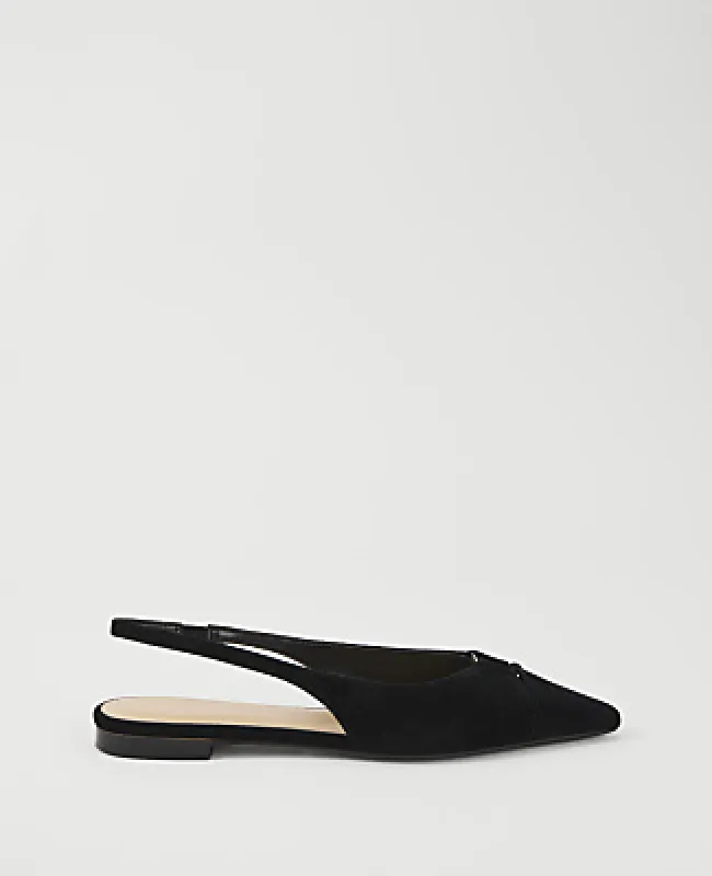 Ann Taylor Suede Hardware Cutout Slingback Flat made by Ann Taylor