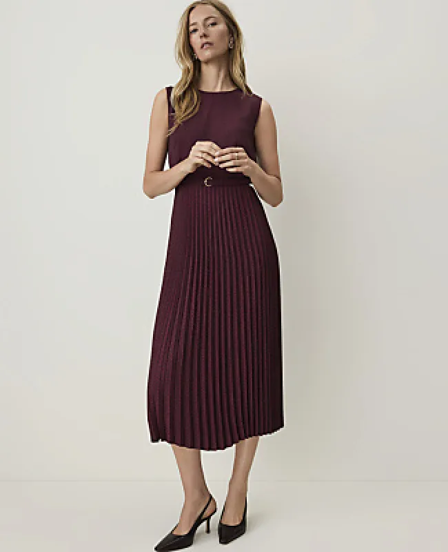 Ann Taylor Dotted Sleeveless Pleated Midi Dress made by Ann Taylor
