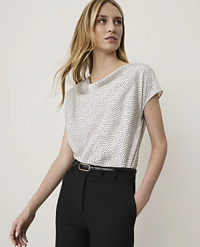 Ann Taylor Dotted Satin Cowl Neck Top made by Ann Taylor