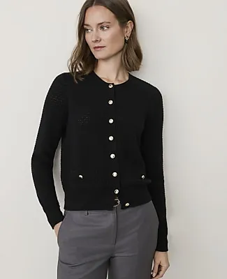 Ann Taylor Pointelle Stitch Cardigan sold by Ann Taylor