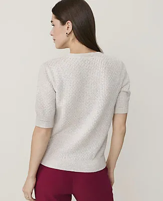 Ann Taylor Petite Pointelle Stitch Wedge Tee sold by Ann Taylor product image thumbnail 2