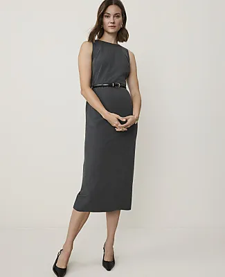 Ann Taylor The Belted Crew Neck Sheath Dress in Seasonless Stretch sold by Ann Taylor