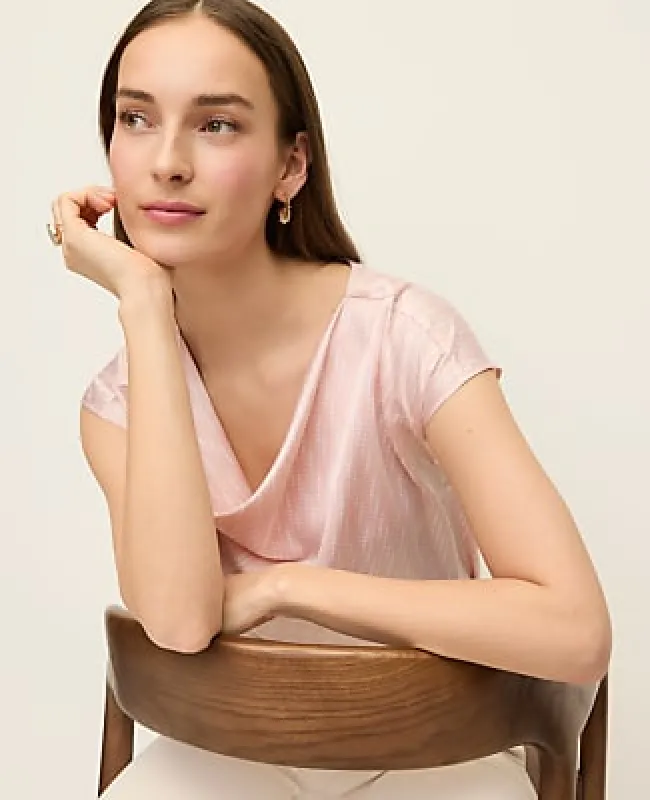 Ann Taylor Petite Geo Satin Cowl Neck Top made by Ann Taylor