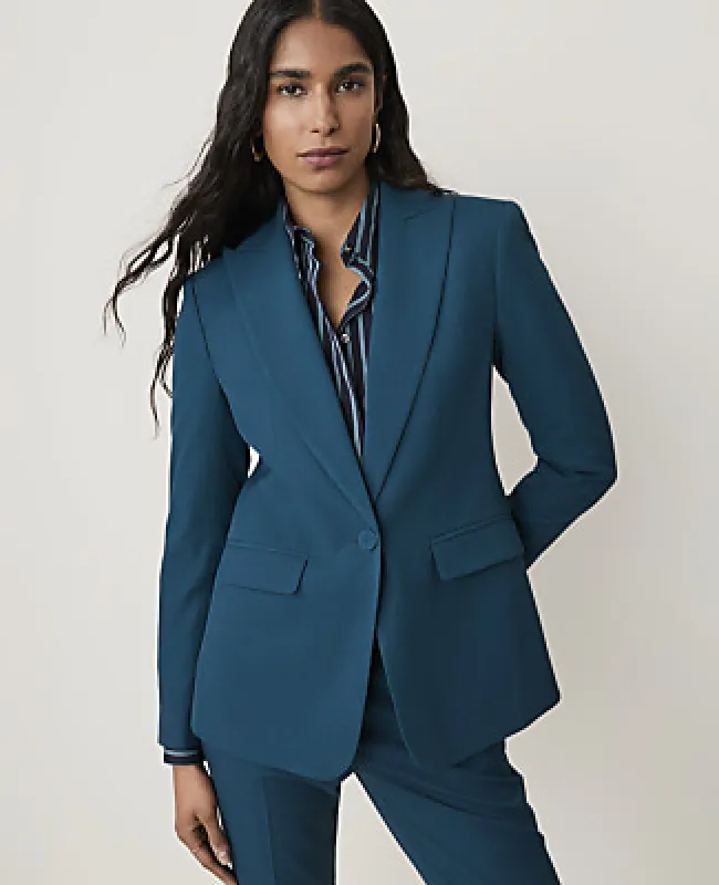 Ann Taylor The Fitted Long Blazer in Classic Canvas made by Ann Taylor