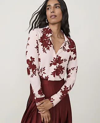 Ann Taylor Petite Floral Modern Shirt in Satin sold by Ann Taylor