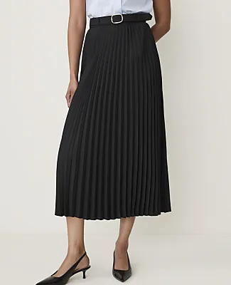 Ann Taylor Petite Belted Pleated Midi Skirt sold by Ann Taylor product image thumbnail 2