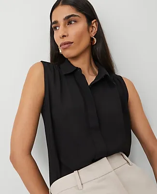 Ann Taylor Shirred Sleeveless Shirt sold by Ann Taylor product image thumbnail 3