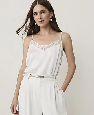Ann Taylor Petite Lace Trim V-Neck Tank Top sold by Ann Taylor