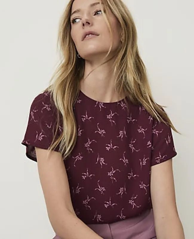 Ann Taylor Floral Mixed Media Crew Neck Tee made by Ann Taylor