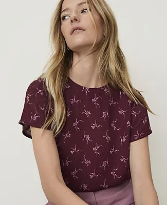 Ann Taylor Floral Mixed Media Crew Neck Tee sold by Ann Taylor