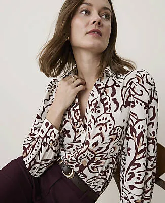 Ann Taylor Paisley Split Neck Blouse in Satin sold by Ann Taylor product image thumbnail 3