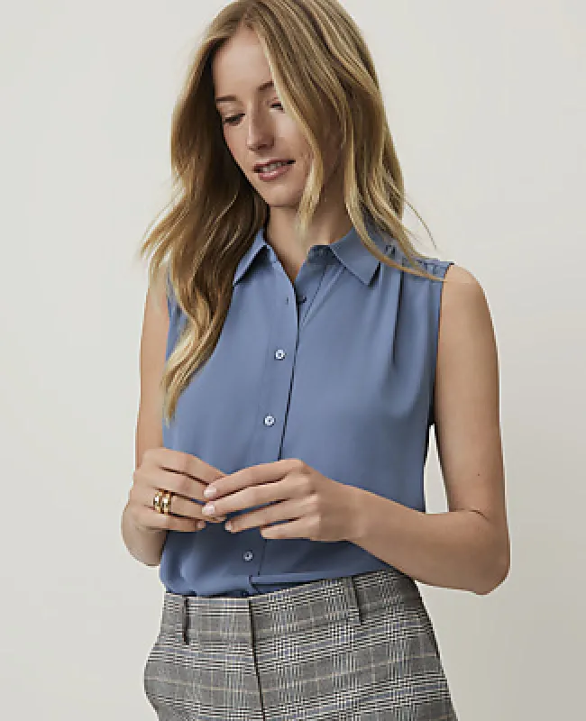 Ann Taylor Shirred Sleeveless Shirt made by Ann Taylor
