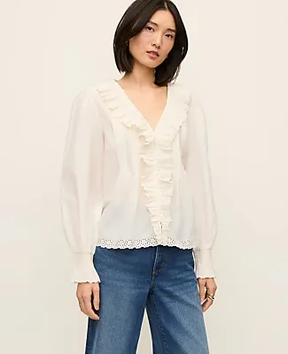 Ann Taylor Petite Ruffle Trim Blouse sold by Ann Taylor