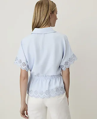 Ann Taylor Weekend Eyelet Tie Waist Blouse sold by Ann Taylor product image thumbnail 2