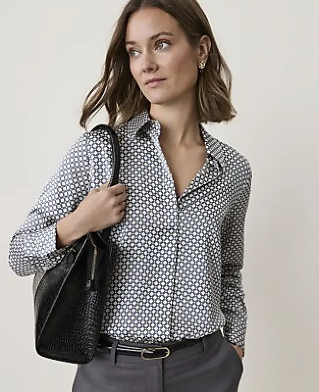 Ann Taylor Geo Essential Shirt in Satin made by Ann Taylor
