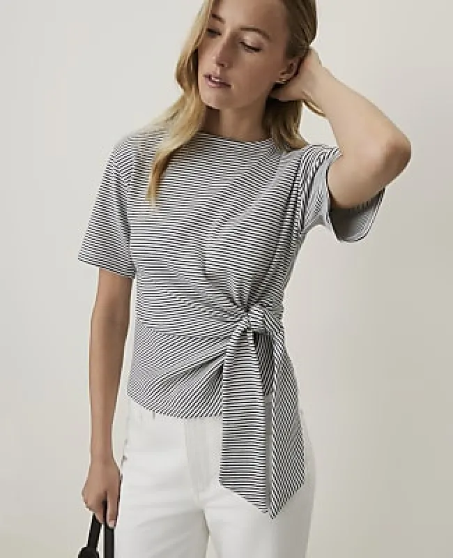 Ann Taylor Petite Weekend Striped Tie Waist Tee made by Ann Taylor