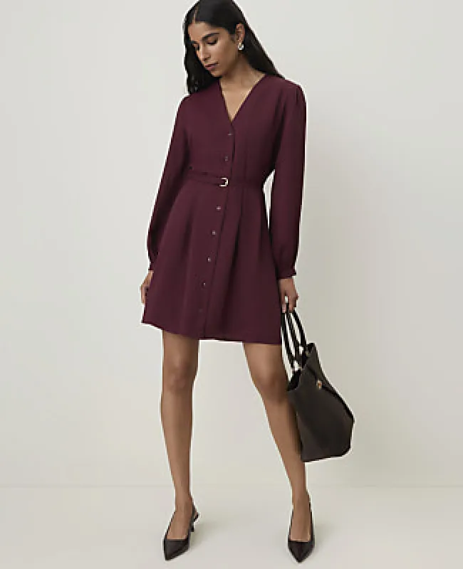 Ann Taylor Petite Belted V-Neck Flare Dress made by Ann Taylor