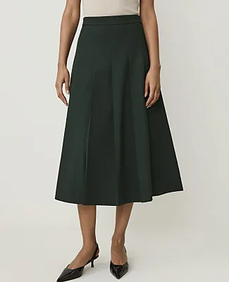 Ann Taylor The Petite Pleated Midi Skirt in Seasonless Stretch sold by Ann Taylor product image thumbnail 2