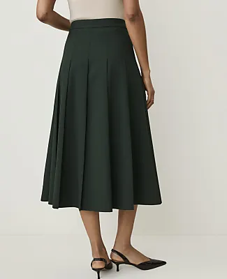 Ann Taylor The Petite Pleated Midi Skirt in Seasonless Stretch sold by Ann Taylor product image thumbnail 3