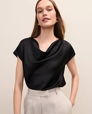 Ann Taylor Sleeveless Cowl Neck Top in Satin sold by Ann Taylor