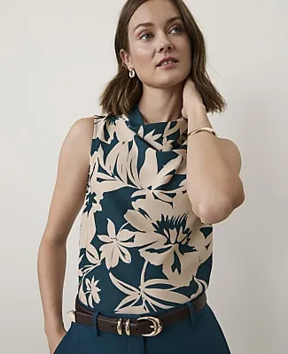 Ann Taylor Petite Floral Draped Cowl Neck Top sold by Ann Taylor
