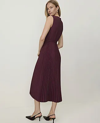 Ann Taylor Dotted Sleeveless Pleated Midi Dress sold by Ann Taylor product image thumbnail 2