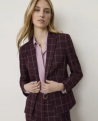 Ann Taylor The Windowpane Notched Single Button Blazer sold by Ann Taylor