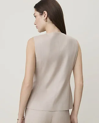 Ann Taylor The Windowpane Long Crew Neck Vest in Classic Canvas sold by Ann Taylor product image thumbnail 2