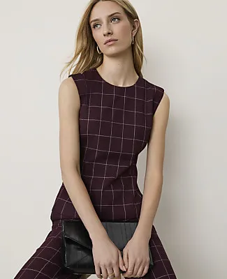 Ann Taylor The Windowpane Crew Neck Peplum Top sold by Ann Taylor