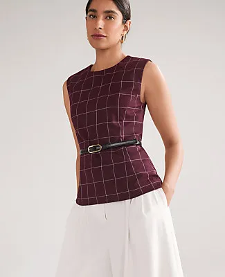 Ann Taylor The Windowpane Crew Neck Peplum Top sold by Ann Taylor product image thumbnail 3