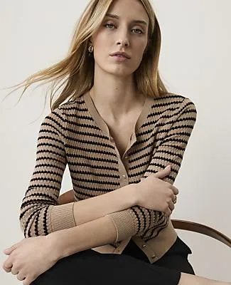 Ann Taylor The Striped Ann Cardigan sold by Ann Taylor product image thumbnail 3