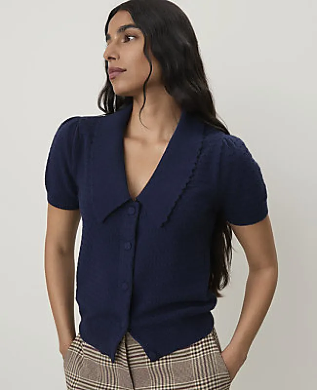 Ann Taylor Short Sleeve Sailor Collar Cardigan made by Ann Taylor