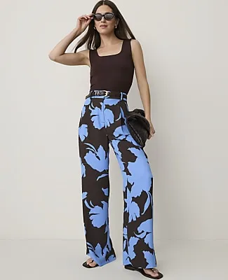 Ann Taylor Petite Floral Pleated Wide-Leg Pant sold by Ann Taylor