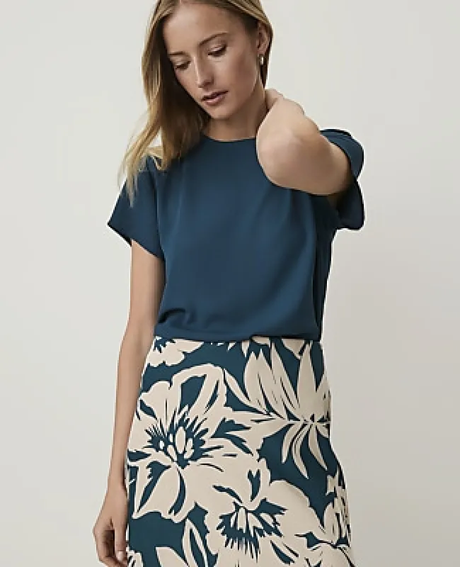 Ann Taylor Mixed Media Crew Neck Tee made by Ann Taylor