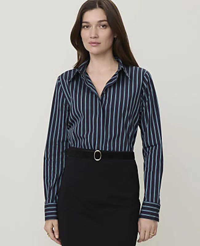 Ann Taylor Striped Essential Shirt in Poplin made by Ann Taylor