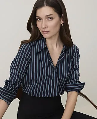 Ann Taylor Striped Essential Shirt in Poplin sold by Ann Taylor product image thumbnail 3